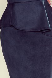 192-9 Elegant midi dress with frill - navy blue