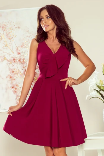 274-1 ANITA Frill dress - burgundy