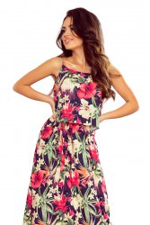 294-1 A long summer dress with straps - red flowers