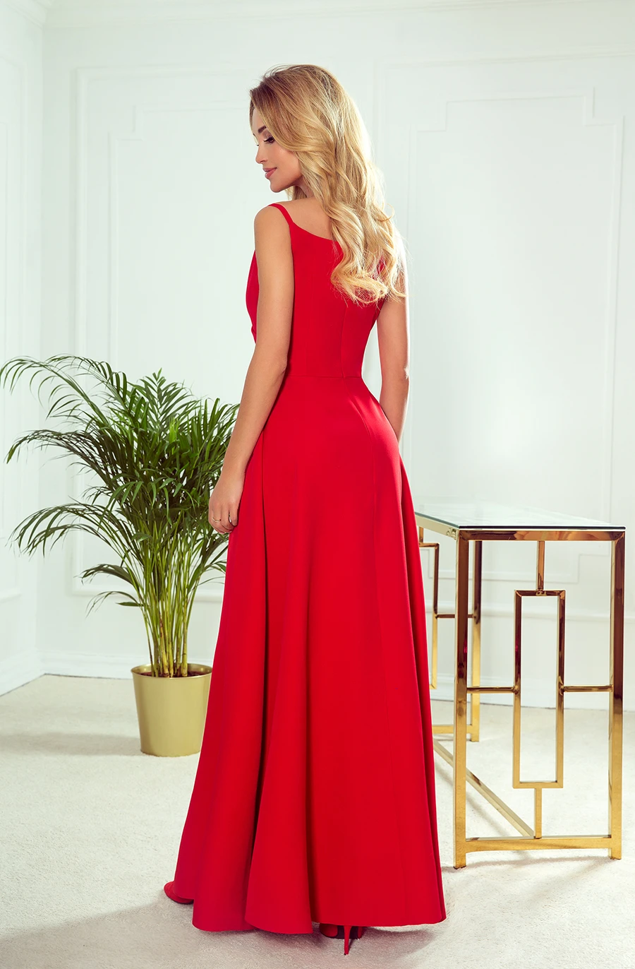 299-1 CHIARA elegant maxi dress with straps - red