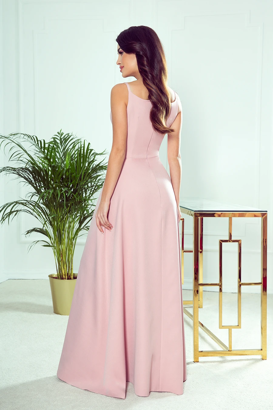 299-2 CHIARA elegant maxi dress with straps - dirty pink
