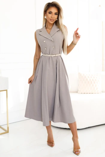 The woman in the photo is wearing a stunning floral wrap dress, showcasing its elegant design and vibrant blue hues. This floral wrap dress perfectly complements her style, making it ideal for both casual and formal occasions.