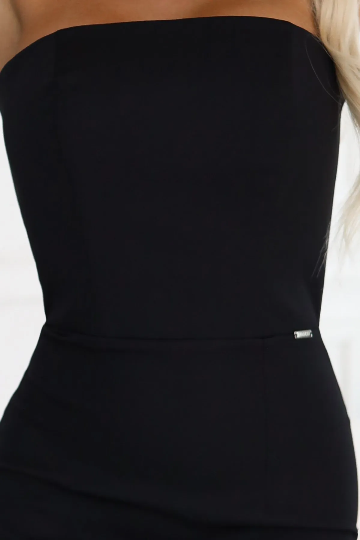 642-1 Off-the-shoulder corset midi pencil dress - black