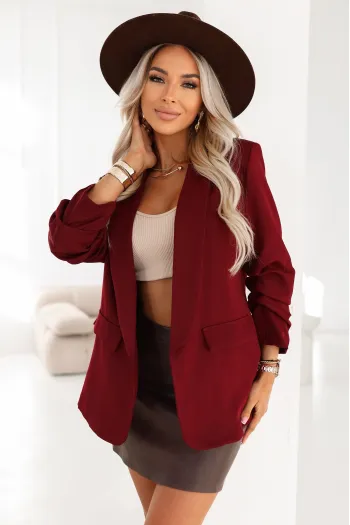  588-4 Women's classic jacket with draped sleeves - burgundy 