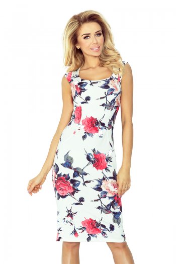  Fitted dress -  Colorful large flowers 53-30 