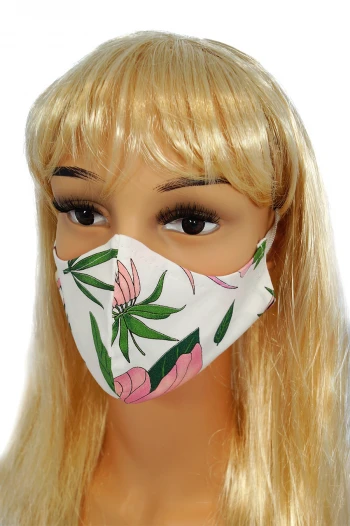 CV010 Reusable decorative masks - pink flowers - 100% cotton - 2 pieces